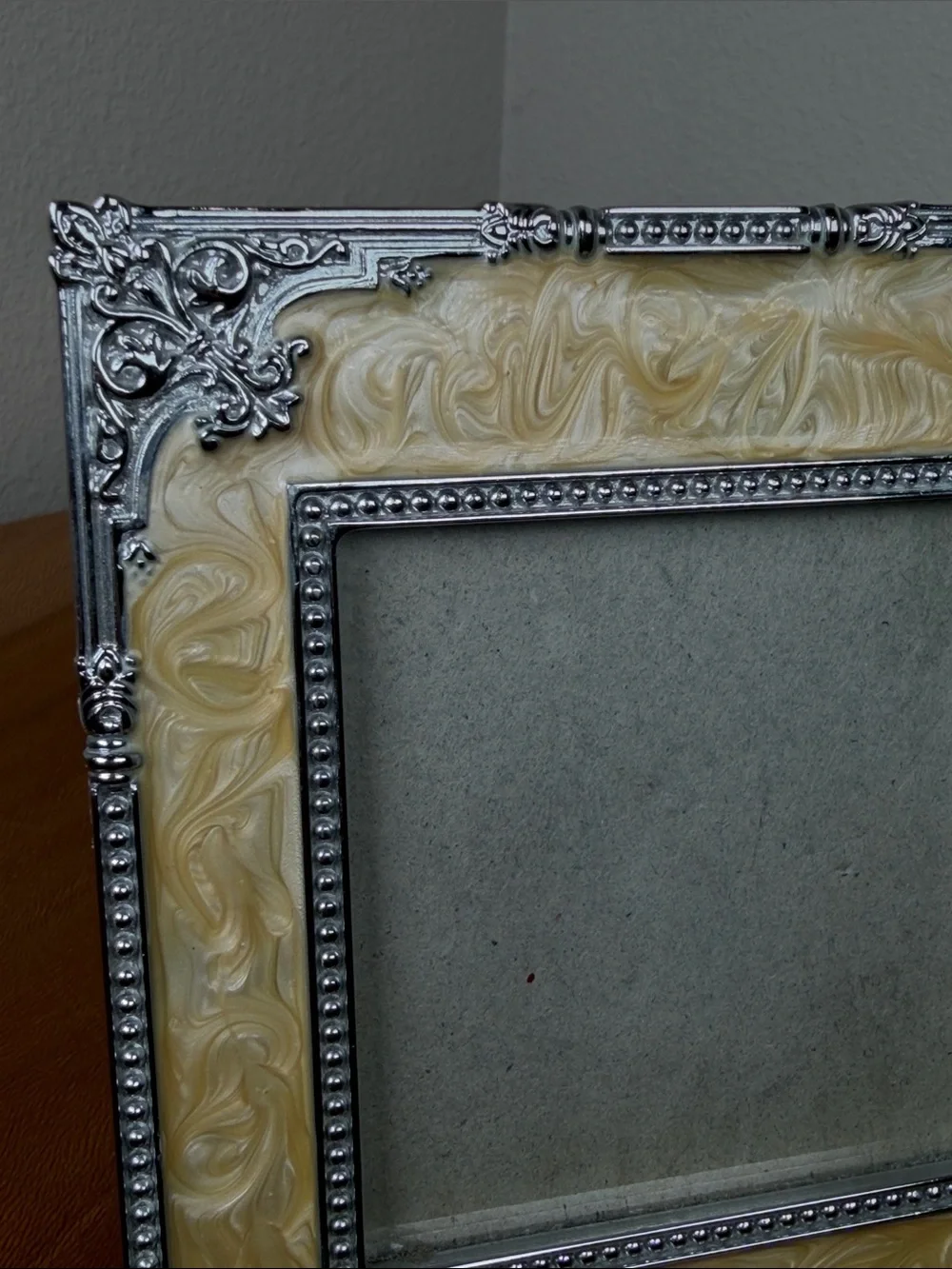 S. Sunflower Yellow Enameled Silver Detailing Photo Frame Victorian Cottagecore
